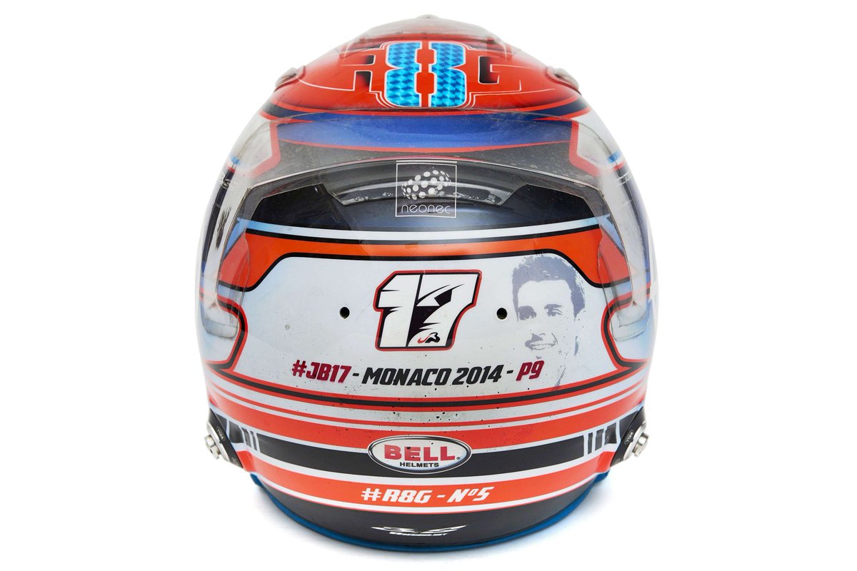 2016 - Mônaco Capacete feito em homenagem ao Jules Bianchi, fazendo alusão ao seu P9 em Mônaco com a Marussia.