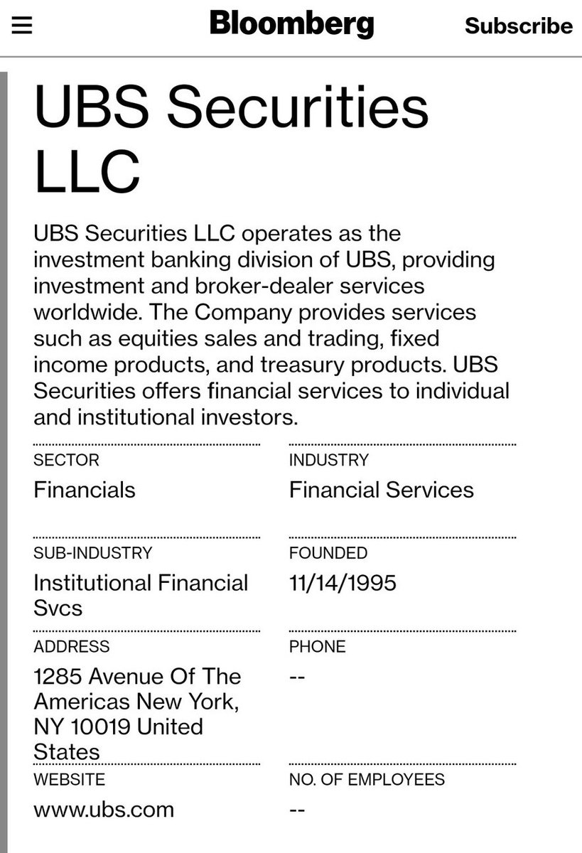 ~4~Staple Street Capital was then acquired by UBS Securities this year right before the election for $400M. There are 2 UBS’s but they are birds of a feather. Check the SEC filings here:  https://www.sec.gov/Archives/edgar/data/1827586/000182758620000001/xslFormDX01/primary_doc.xml
