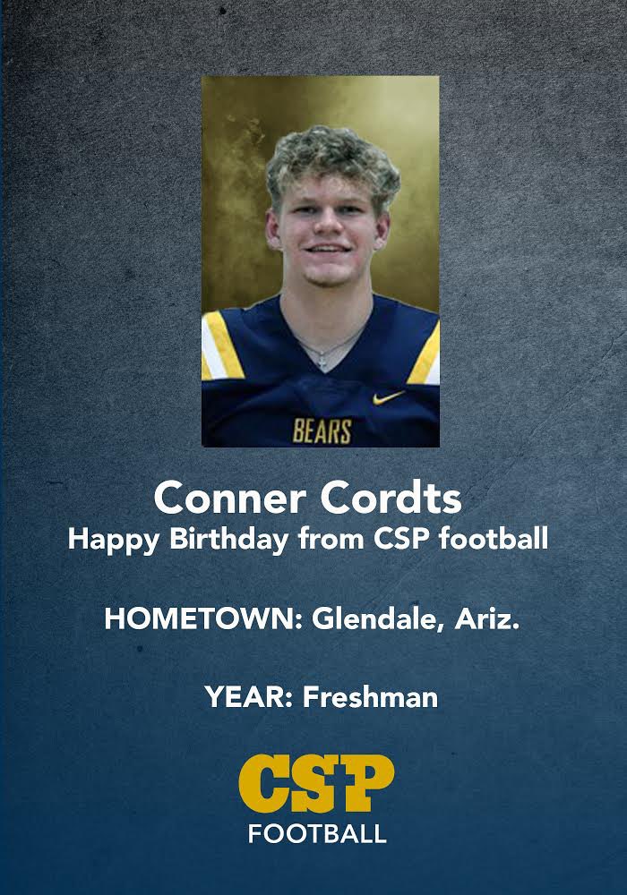 CoachSCurrier's tweet photo. Happy Birthday @ccordts5! I wish you a great day and even better year. I’m extremely grateful for you being a Golden Bear and appreciate your desire for greatness. Congratulations on a great semester on the field and in the classroom! #HEISRED https://t.co/yK8Lxpb9Bl