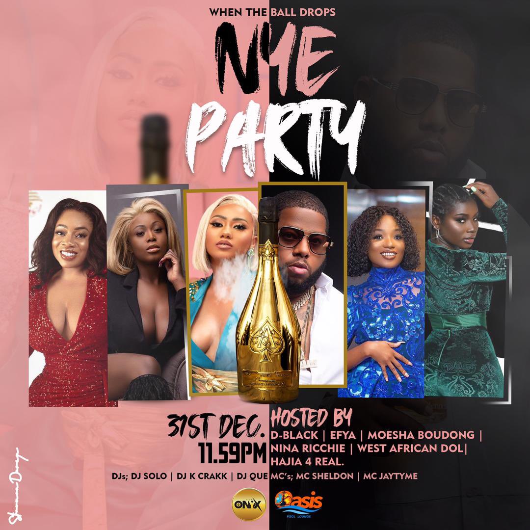 DBLACKGH's tweet photo. New Years Eve with myself @moeshaboduong @NinaRicchie @hajia4reall @efya_nokturnal @westafricandol !! Issue loading !!!!
#OasisWay #OnyxWay cc @oasisloungegh #NightLifeInAccra #Accra #Ghana #AccraNightlife https://t.co/yMJ6gLwPck