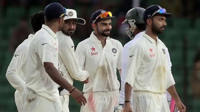 1. June 15 - Tour of BD - 1 matchThe only match resulted in a draw because of rain. Indian Openers Vijay and Dhawan piled 150+ each to make India reach 462-6. India bowled out BD at a low score and made them follow-on. Ashwin claimed a fifer and started his era of dominance.