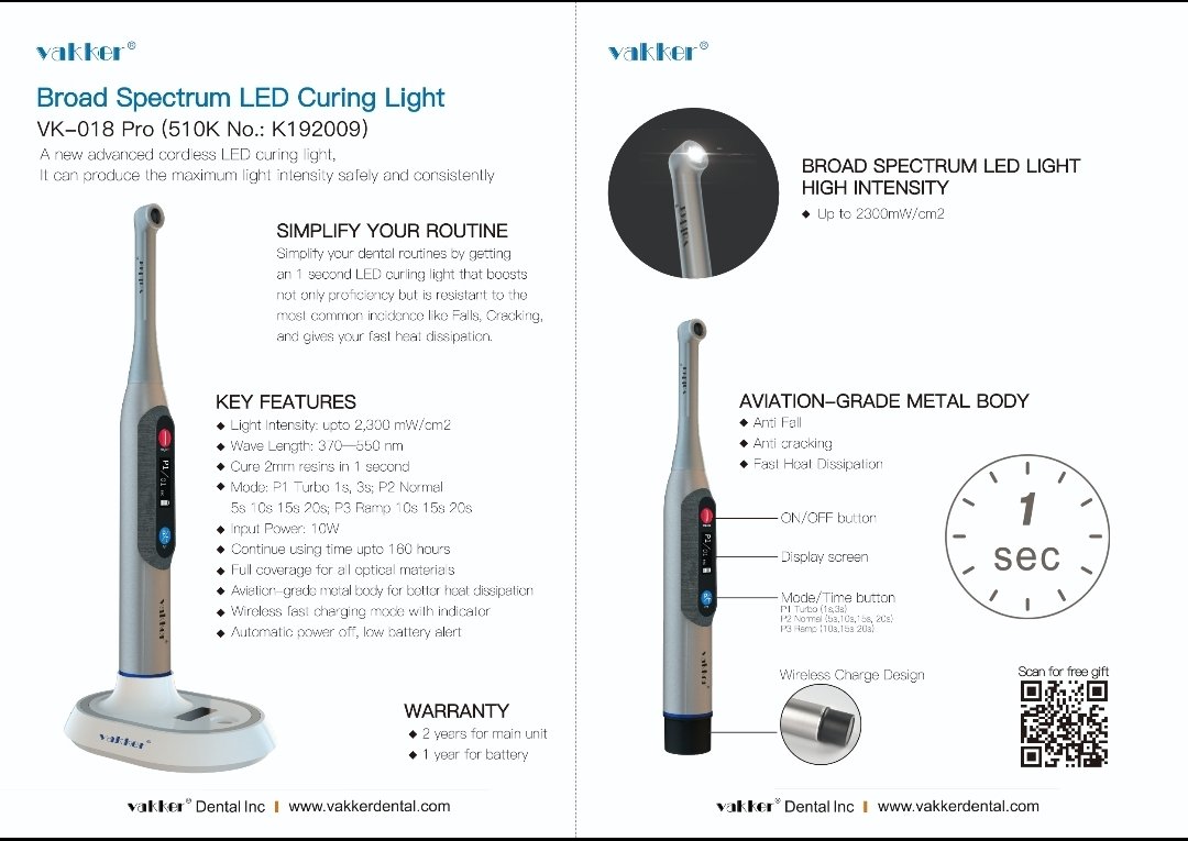 VakkerDental's tweet photo. Vakker Dental produces the highest quality LED Curing Lights for the dental industry. https://t.co/v4npT6iqz8 #dental #dentistry #curinglight #dentist #oralsurgeon #orthopeditcs #teeth #endodonticfiles #endofiles #goldendofiles #vakker #vakkerdental #prophyangles #endodintics https://t.co/DW3Yey6VZU