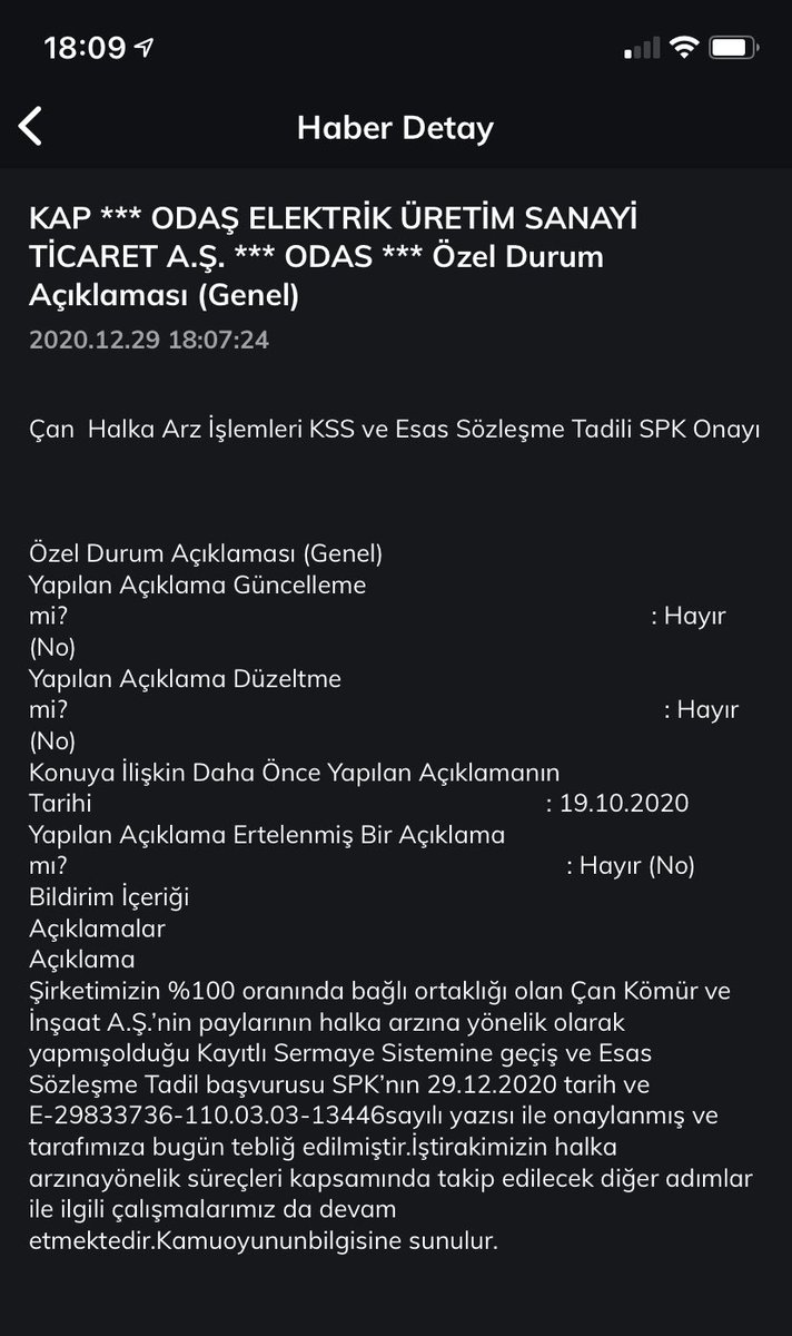 #odas hayırlı olsun çan halka arz onaylanmış