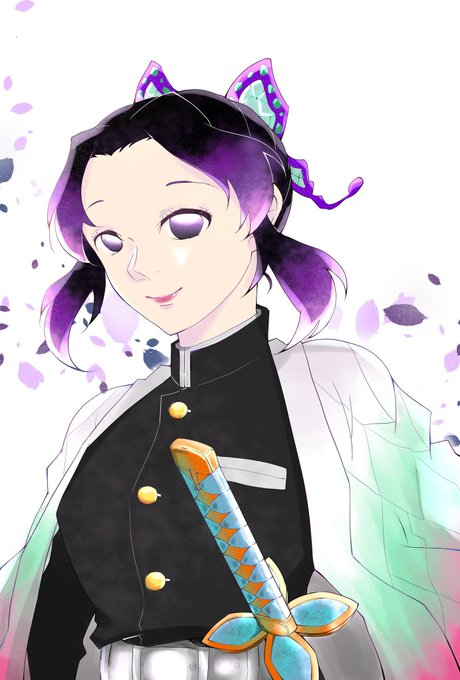 時雨🌾🤍🍡さんがTwitterに投稿した胡蝶しのぶ(鬼滅の刃)のイラスト。