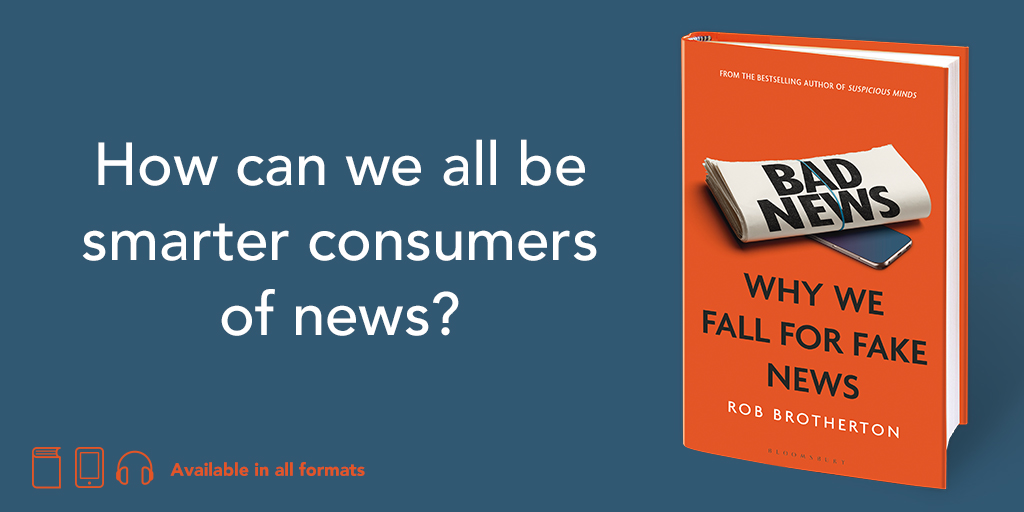 How can we all become smarter consumers of news? 

Another great read from 2020, <a href="/rob_brotherton/">Rob Brotherton</a>'s 'Bad News' delves into the psychology of news, reviewing how the latest research can help navigate this supposedly post-truth world.

Available here:
bit.ly/3mm1WRr