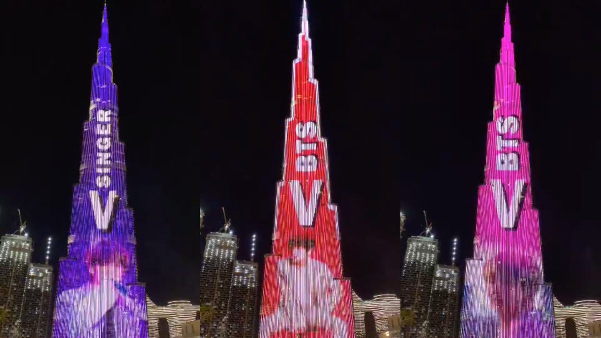 WingsBrazilBTS's tweet photo. 📰🔥|| Hoje Kim Taehyung fez HISTÓRIA se tornando o PRIMEIRO artista coreano e o 2° do mundo a ter um anúncio no Burj Khalifa (🇦🇪), o edifício MAIS alto do mundo!!!

@BTS_twt #HAPPYVDAY #HappyBirthdayTaehyung #TaehyungOnBurjKhalifa https://t.co/VimY7SV8MY