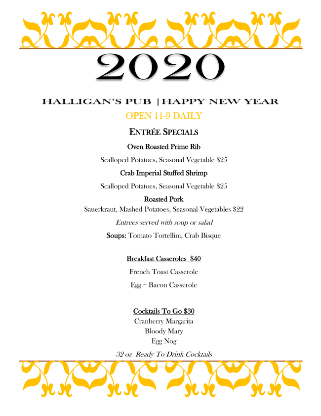 Halligans_Pub's tweet photo. New Year's Eve Specials + Cocktails To Go https://t.co/vQ0xlZwOOp https://t.co/E3ZDcBfrPW