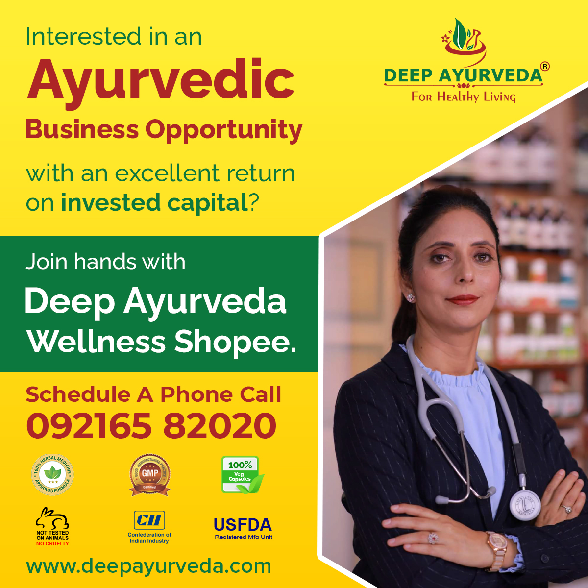Interested in an #AyurvedicBusiness #opportunity with an excellent return on invested capital?

Join hands with #DeepAyurvedaWellnessShopee.

Schedule a phone call: 092165 82020

#NayaSocho #AyurvedSocho