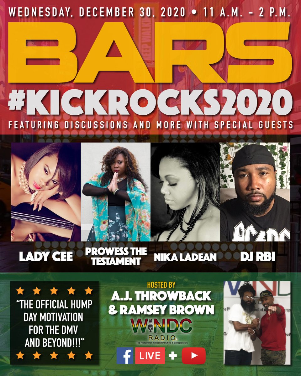 BARSOnAir's tweet photo. Please join us tmrw 4 #BARS #HomeGameEdition w/ @AJThrowback x @PHAR110 x special guests @MissPaire x @MyNameisProwess x Nika LaDean x (just added) @djRBI only on @WINDCRadio via #FacebookLive x #YouTubeLive π by @GoWinMedia!!! #TeamBARSβ€οΈπ§‘ππ #Goodbye2020 #Top10of2020 https://t.co/hOQ9TDyDBo