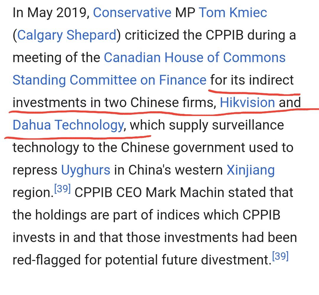 ~21~The CPP has 5% ownership of  #Solarwinds through the acquisition of a portion of the existing stake owned by Silver Lake. CPP has ties to the  #CCP through its investments into 2 chinese firms Hikvision & Dahua that are known for violating human rights using technology