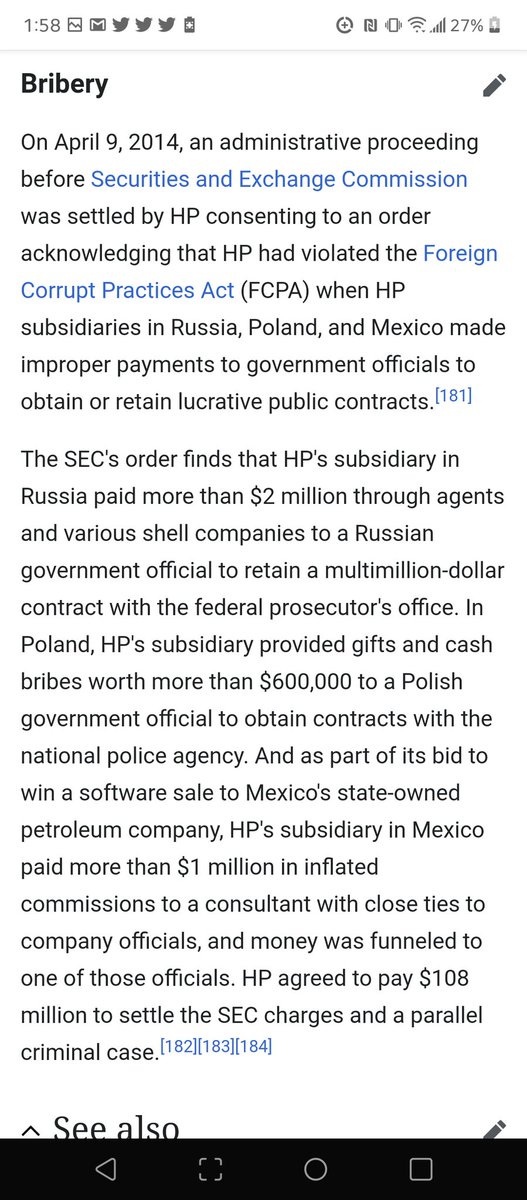 ~25~3com ended up getting bought by hp. Before the deal closed 3com and  #Huawei did business together. Another note is that Sudhakar worked with Motorola solutions as well. These companies violate human rights and bribing gov’t officials https://www.sec.gov/news/press-release/2014-73
