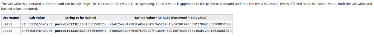 To battle Rainbow Tables we use "salts"A salt is unique random data used in combination with the password to create a salted hash.Meaning the same password used results in a different hash.Attackers can't simply compare the hash to their rainbow tables.