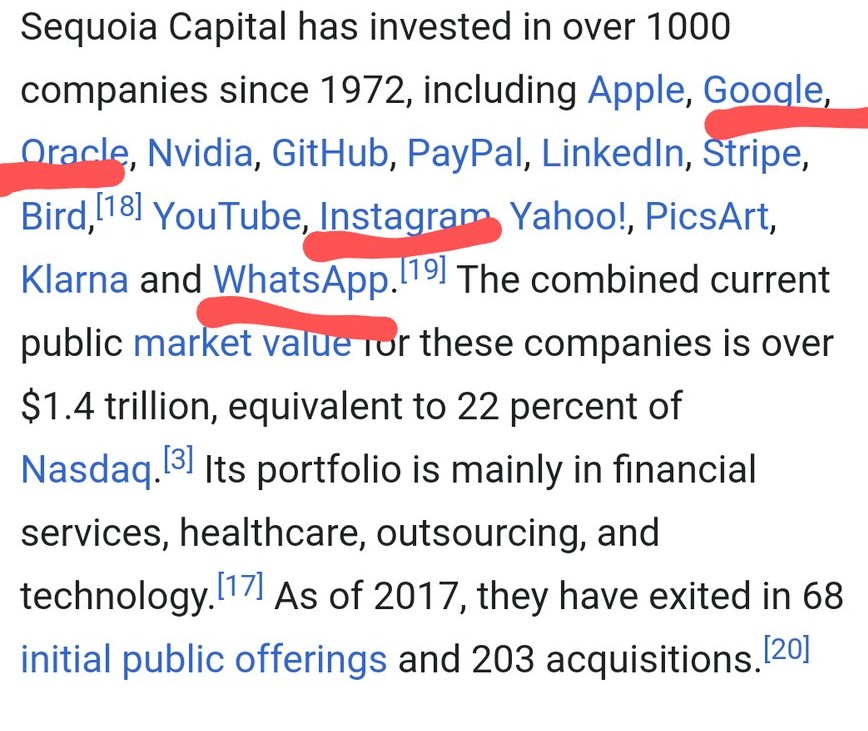 ~29~Sequoia Capital is a venture capital firm that invests into companies like Google, oracle, IG, and whatsapp (FB). They also have Sequoia Voting. They are basically the same company. In 2006 Sequoia, Diebold and ES&S were sued for similar reasons as we've seen this election.