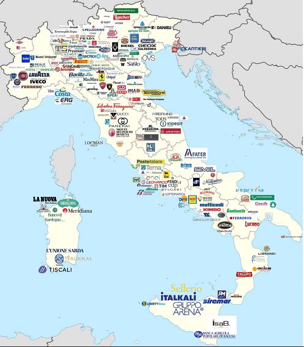 やっぱり北イタリアが強いけど 南イタリアも健闘している印象 イタリアの有名企業分布図がかなり興味深い内容に Togetter
