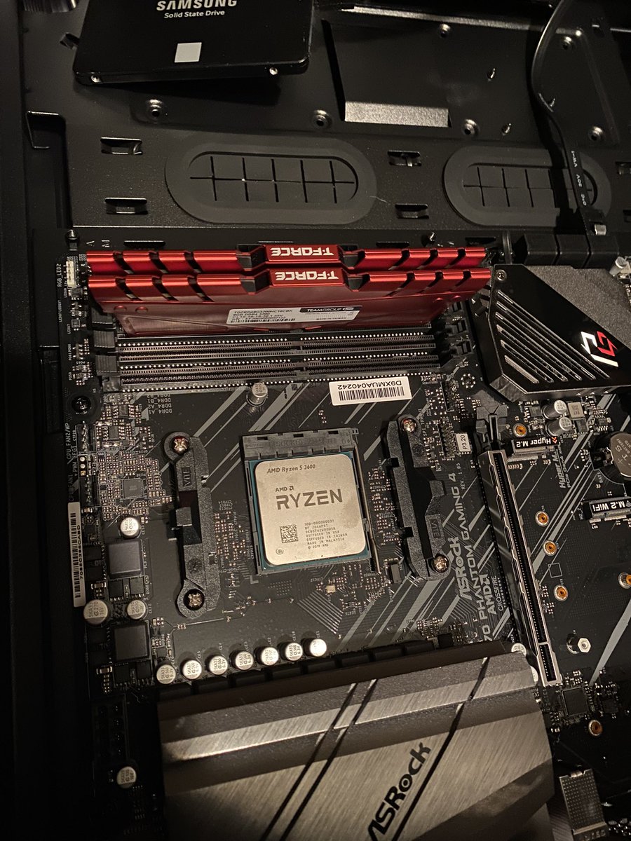 TCR4Life's tweet photo. My @AMD Ryzen 5 processor came in and I got it installed! Now I’m just awaiting my keyboard and my power supply and then I can make music again! 
.
.
.
.
.
#cinematography #ps4 #gamingsetups #gaming #pcgaming #asus #gamer #gaminglife #pcgamerrgb #gamergirl #game #setup #gamingpc https://t.co/0iVj3rAAXu