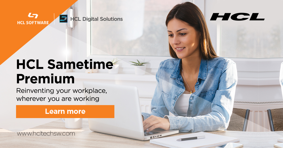 HCLDigital's tweet image. Whether you #WFH, in an office, or on the road – HCL Sametime Premium is a secure chat &amp;amp; meetings platform that never goes down.

Learn more about this easy-to-use meetings solution that helps you reinvent your workplace. hclsw.co/bfzy9w #secureteamwork