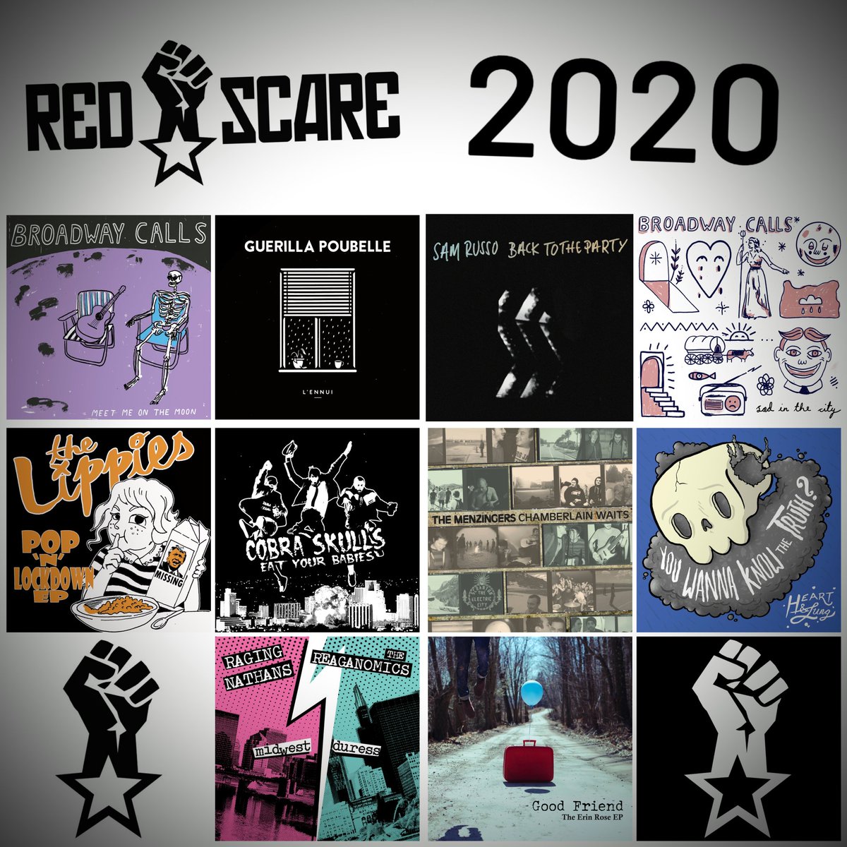 A look back at Red Scare in 2020: 1 track from each release. We got fresh faces and alums, we got reissues and new material, we got the French, the Irish, and even some kids from Dayton, Ohio.

Give it a listen and join us for more in 2021:  open.spotify.com/playlist/0aZh2…