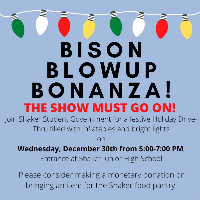 The show must go on!! Bison Blowup Bonanza is happening TOMORROW, DEC. 30th from 5-7pm! Join us in ringing in the new year with our holiday drive thru!! We can’t wait to see you!! 🦬❄️🦬❄️🦬❄️🦬❄️🦬❄️🦬