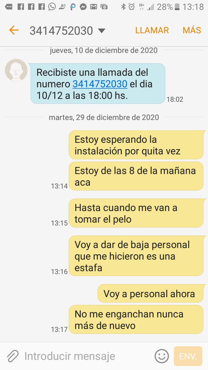 Por quinta  vez me hacen esperar de 8 a 14 horas por una instalación que jamás hicieron me estsfaron con la portabilidad de <a href="/ClaroArgentina/">Claro Argentina</a> a <a href="/PersonalAr/">Personal Argentina</a> como denunció y vuelvo a mi línea claro está sin usar ni activado el chip de <a href="/PersonalAr/">Personal Argentina</a> <a href="/DNDConsumidor/">Subsecretaría de Defensa del Consumidor</a>