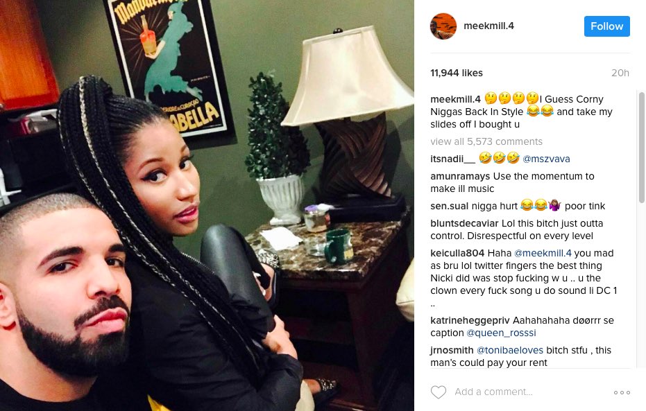 Literally RIGHT after they broke up, Meek relentlessly shaded and subbed Nicki on social media!! He even gave Remy Ma ammo to use against Nicki in her diss track when he told her lies about their sex life!!