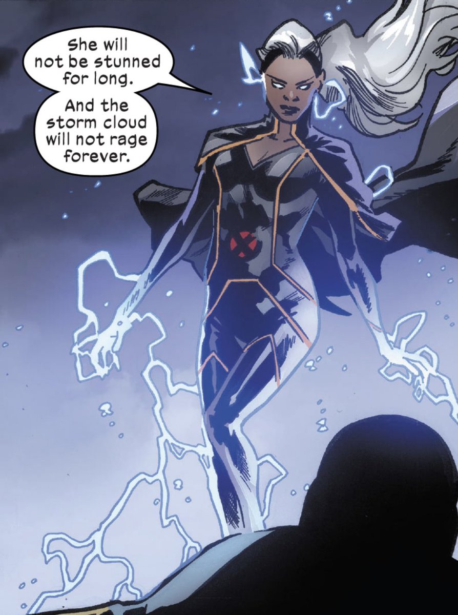 Excalibur 15 featured another great Storm moment during the X of Swords event, depicting her as the Powerhouse she is by fighting against and holding back thousands of demons at once but also by being one of the 2 only people to harm Annihilation. A great show of power for Ororo