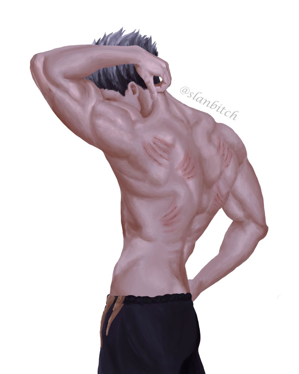 practicing anatomy with bokuto's back