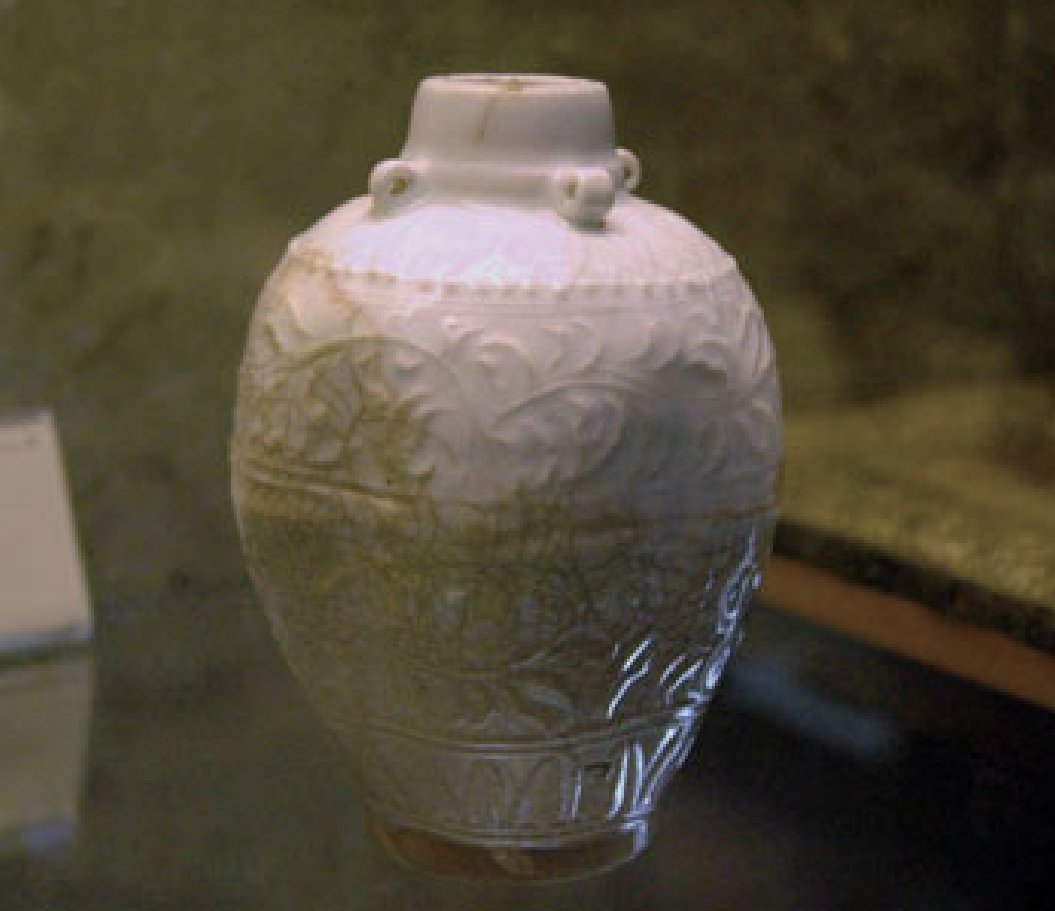 The so-called 'Marco Polo jar', a thirteenth- or fourteenth-century Chinese Qingbai porcelain jar found in the Treasury of San Marco in Venice:  https://www.researchgate.net/publication/317076925_A_Chinese_Porcelain_Jar_Associated_with_Marco_Polo_A_Discussion_from_an_Archaeological_Perspective