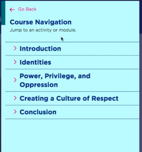 The course navigation