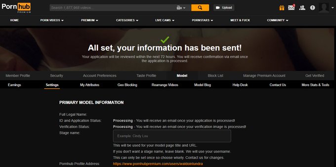 Decided to try a thing and sign up for Pornhubs Modelhub. Have gotten one of the two verification emails