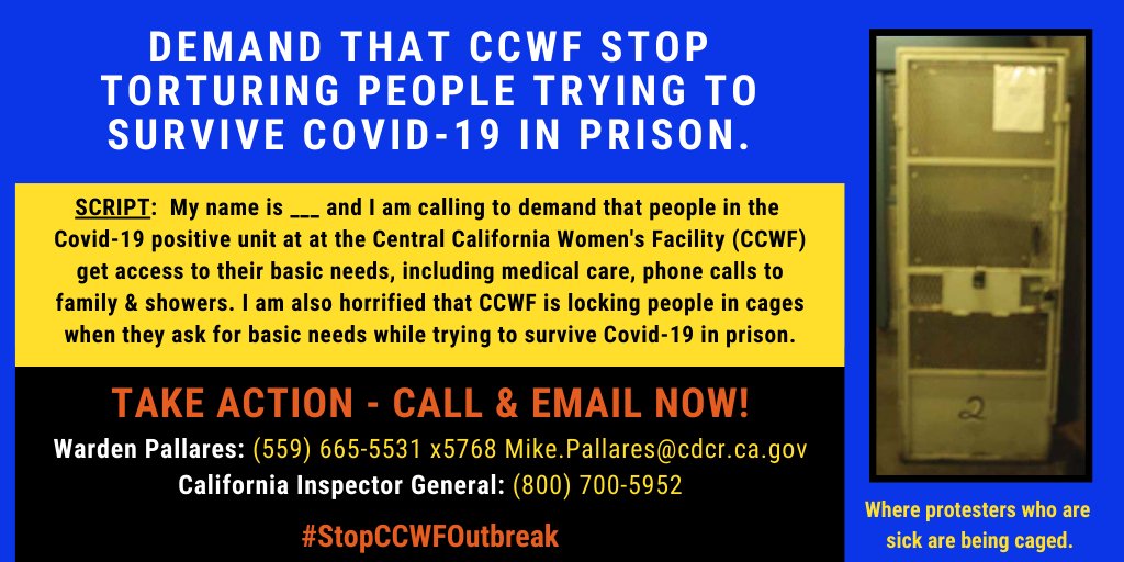 pantheonbrice's tweet photo. prisons are a straight-up public health crisis! everyone deserves the right to be safe and healthy, especially during a pandemic... take a couple min to call/email, https://t.co/KvxOP7WlOv &amp; @c_c_w_p for more info #HealthNotPunishment #StopCCWFOutbreak #CareNotCages https://t.co/aIG78J7322