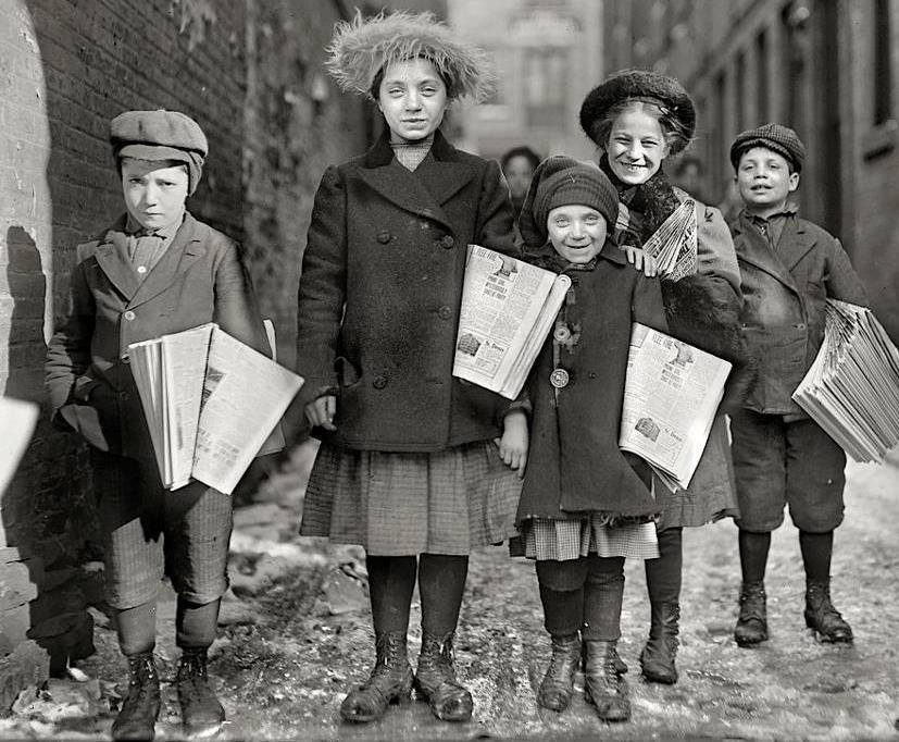 Someone; Hey can you help us with historically accurate costumes for Newsies (newspaper sellers) for this project?Me; Sure, so Newsie outfits for boys and girls?Someone; Hahaha no, that's funny, I did a lot of research on this, there were no girl newsies.Me;