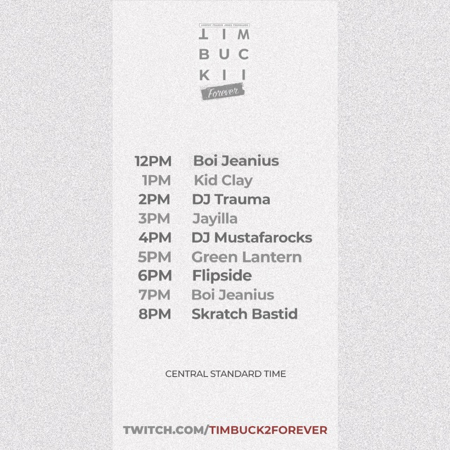 SkratchBastid's tweet photo. Rocking a set for #TimBuck2, health awareness, and Chicago tonight. join me with a gang of real ones today on Twitch #TIMBUCK2FOREVER (I'm on at 9PM EST) https://t.co/JpcqMoUZ9W