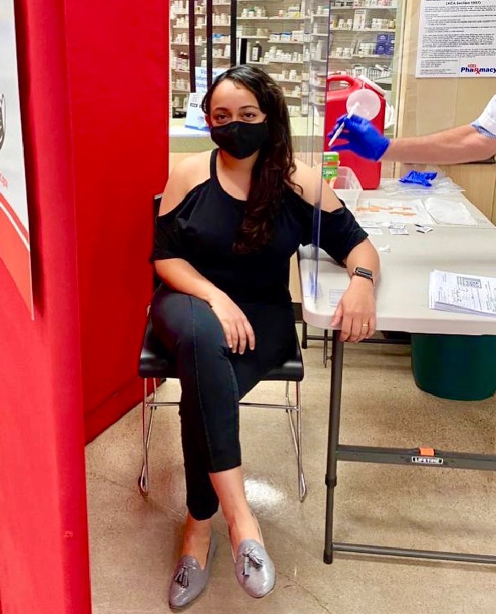 Feeling very privileged &amp; hopeful after getting my first dose of the #ModernaVaccine. Grateful to everyone who has worked hard to bring us to this point, and thinking of the people lost who didn’t live to see this moment. Please get your vaccine as soon as you can! #ThisIsOurShot