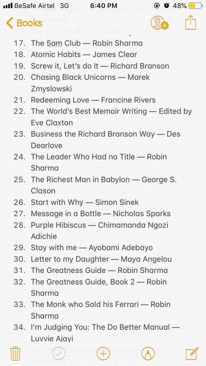 _toluokunade's tweet image. A list of all my 2020 Reads.😊