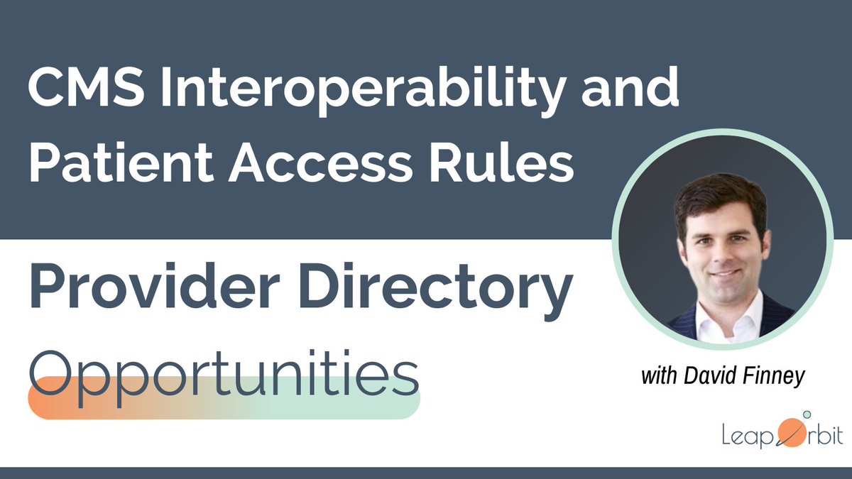 Join <a href="/David_Finney/">David Finney</a> and <a href="/LeapOrbit/">LeapOrbit</a> in our upcoming webinar on how to "Meet and Exceed the July 1 Provider Directory API Deadline."  (1/14/21 @ 12pm EST) #cms #interoperability #fhir #hl7 #api linkedin.com/events/cmsinte…