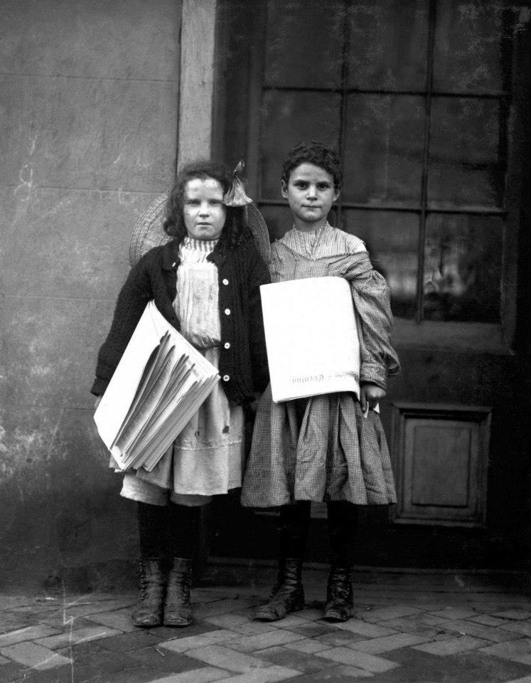 Two News Girls, same as previous picture. Edward F. Brown, Investigator. Location: Wilmington, Delaware / Photo by Lewis W. Hine.Ca. 1910