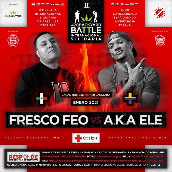 LeyendasDelFree's tweet photo. Batalla confirmada para la 2da internacional #420BackyardBattle

▫️FRESCO FEO 🇲🇽 VS A.K.A ELE🇨🇴

Batallas de exhibicion benéfico para organizaciones que combaten el COVID-19. https://t.co/Iop4zP8xBU