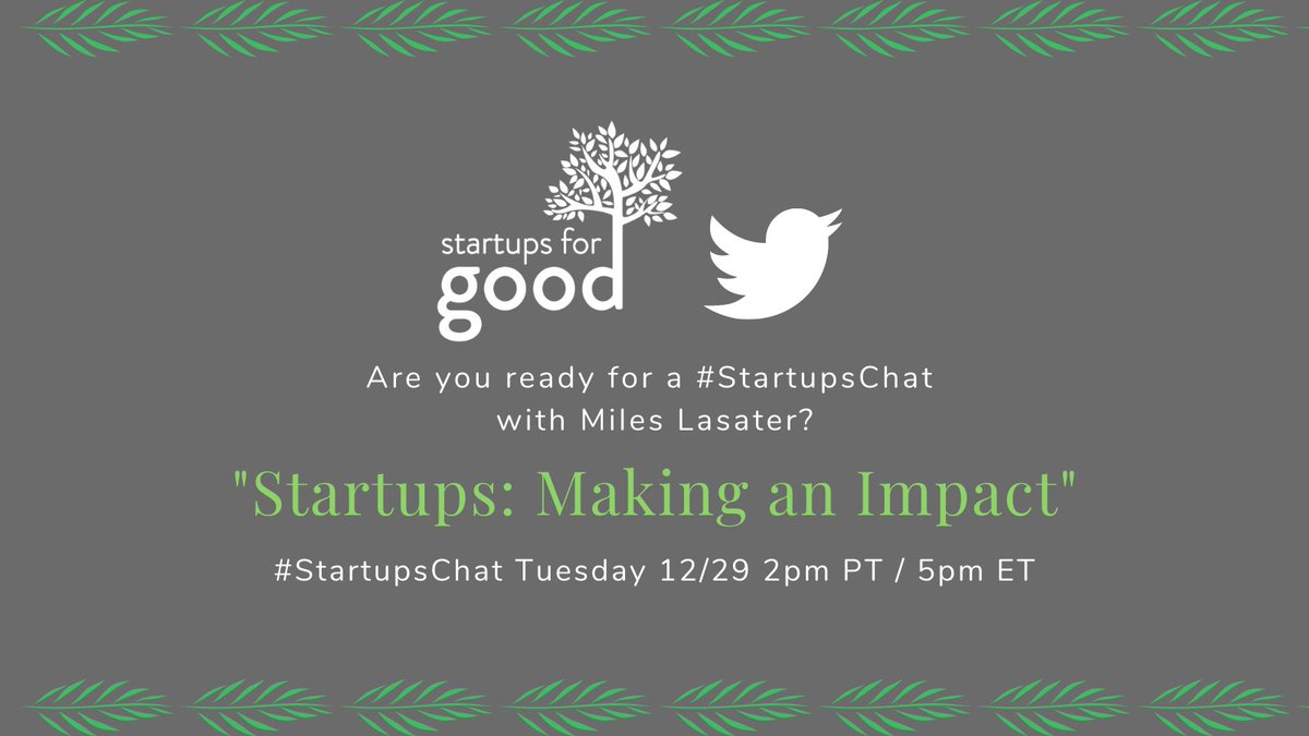 Startups4Good's tweet photo. Today's the day! Get excited for the Startups For Good #TwitterChat. 
Make sure you join us today at 2pm PT / 5pm ET and use #StartupsChat. See you in T-minus 4 hours!

#Startups4good #entrepreneur #founders #startups #venture #impactinvesting #Chat #ChampionMindset #Podcast https://t.co/DvWhwZMabt