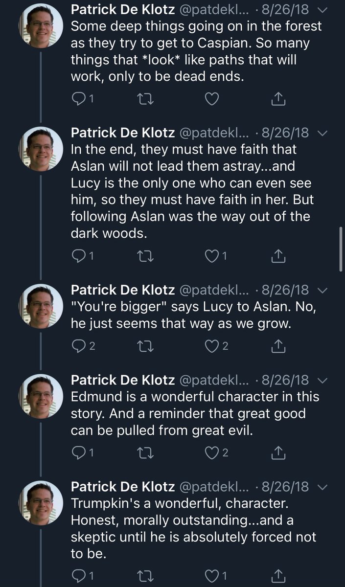 I honestly can’t say anything better about Lucy seeing Aslan, only Edmund believing her, and Aslan leading them than  @patdeklotz’ thread on PRINCE CASPIAN so I’ll just link to it here:  https://twitter.com/patdeklotz/status/1033909713266593793?s=21