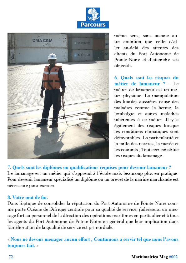 maritimafrica's tweet photo. Découvrez le métier de lamaneur à travers cet interview de M. Gossart Penel LOUSSILAHO, lamaneur au Port Autonome de Pointe-Noire

#maritime #shipping #lamaneur #maritimafrica #Congo #ports https://t.co/iOAQu771jC