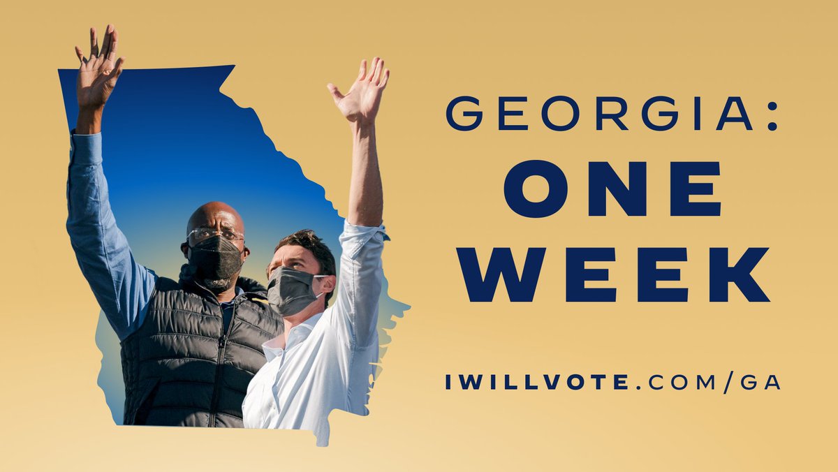 One week, Georgia.

Vote early, and let’s flip the Senate: iwillvote.com/GA