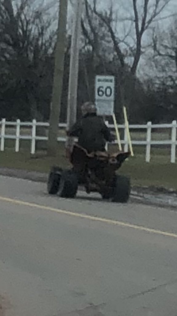 There are many people that own/operate ATV in a legal manner and  Advocating for a Island wide ATV trail system. Then there are the bad apples like this guy 110km/hr down the middle of the road in West Prince. If you can provide us a name/address we’d appreciate it. Cst. Parsons
