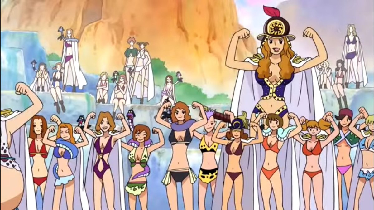 Would you care how much skin you showed if you lived in a society without men? Probably not. The Kuja tribes clothes and culture makes perfect sense. It's NOT sexualized and Oda definitely knows how to write women.