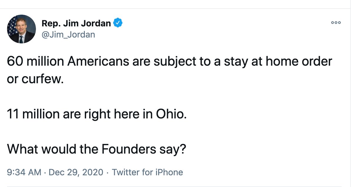 1/ What would the Founders say about millions of people under curfew?First & most important:There was no single block of "Founders." There were different people w/different opinions, so they would say a range of things.There's no simple answer to that questionThat said...