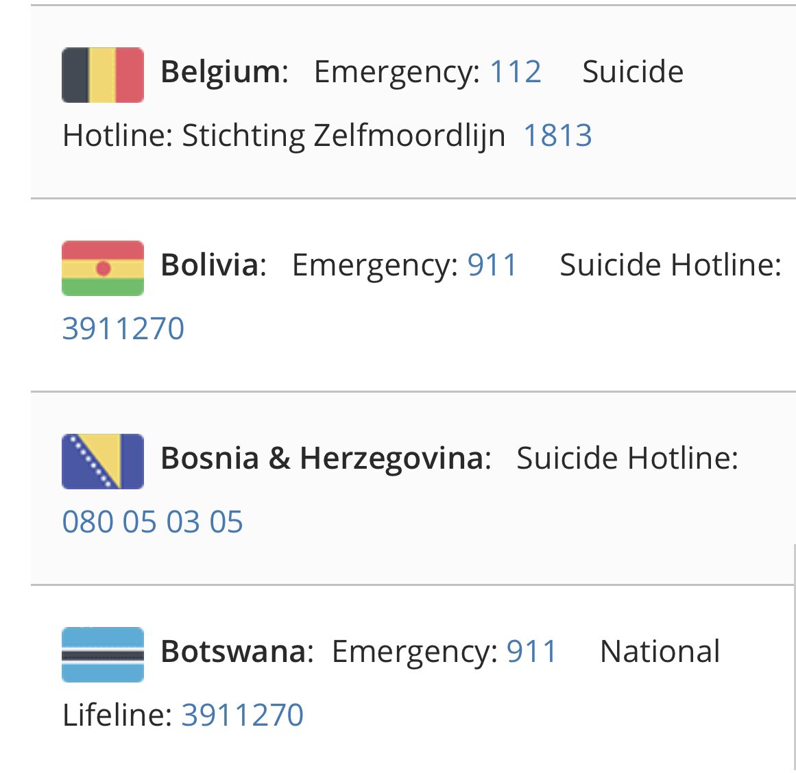 suicide and emergency hotlines by country — a necessary thread