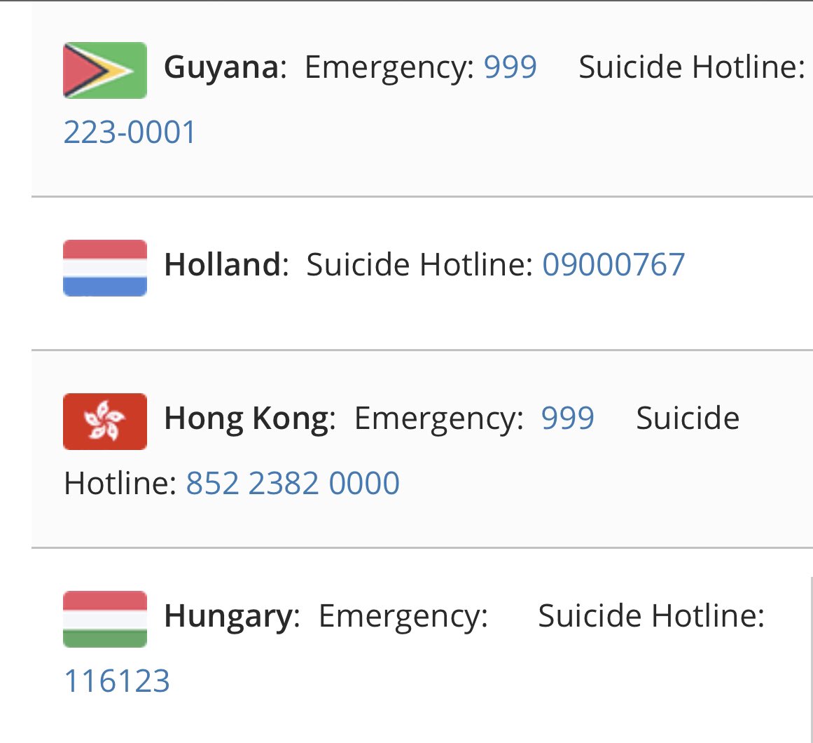 suicide and emergency hotlines by country — a necessary thread