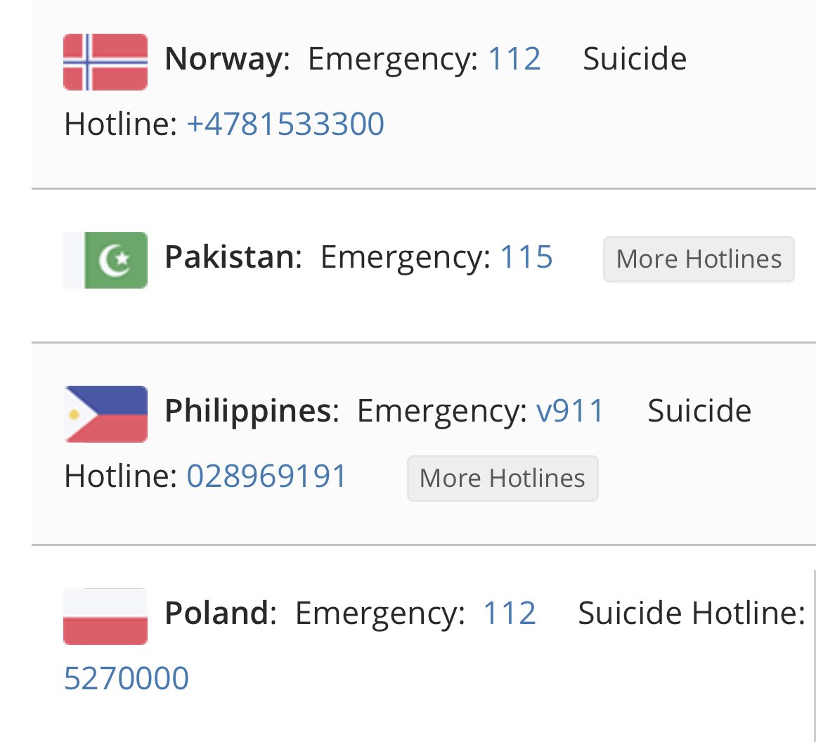 suicide and emergency hotlines by country — a necessary thread