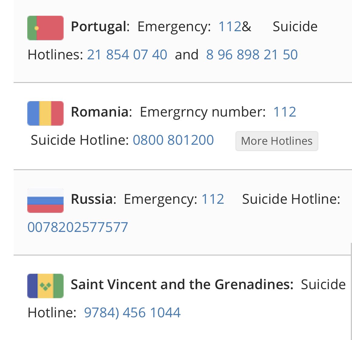 suicide and emergency hotlines by country — a necessary thread