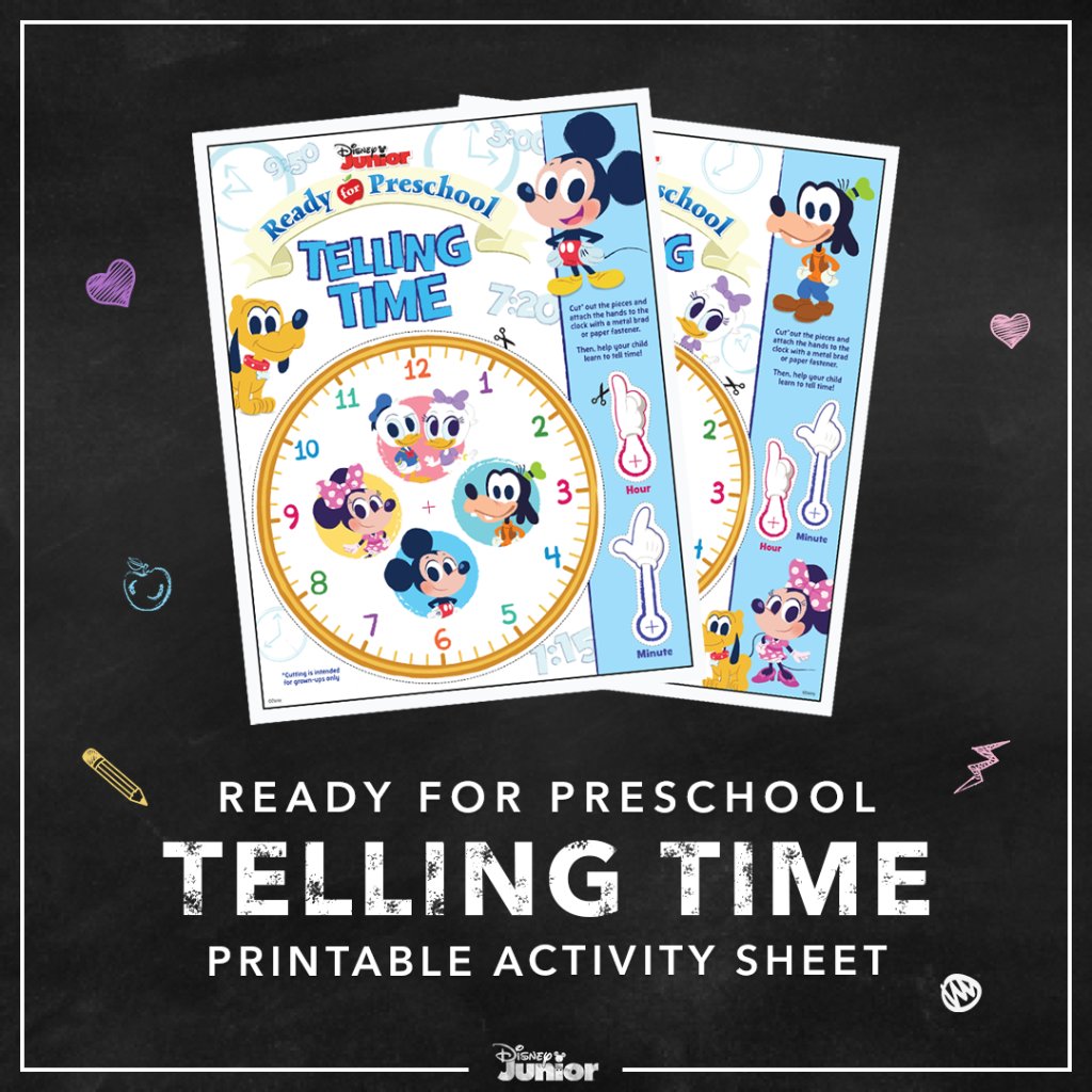 DisneyJr's tweet image. Is your little mouse ready to tell time? This fun #ReadyforPreschool activity sheet will help them learn ⏰ di.sn/6015HrR4x