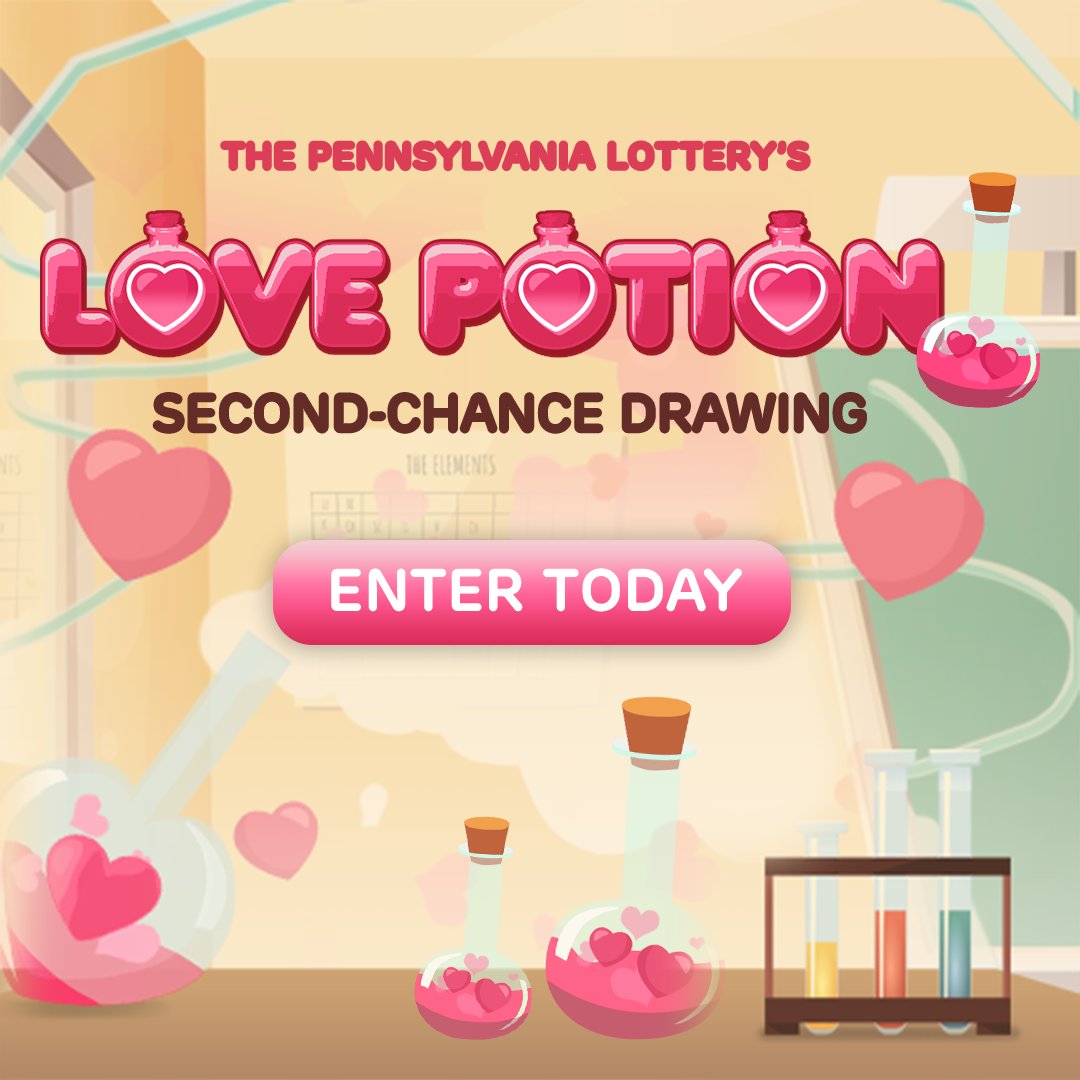 PALottery's tweet photo. Start entering your eligible Scratch-Offs in the Love Potion Second-Chance Drawing today! https://t.co/ZeTdofRKPw
#SecondChanceDrawing #PASecondChanceDrawing #PALottery #PennsylvaniaLottery #ScratchOffs #PAScratchOffs #PALotteryLovePotion https://t.co/Ab7GyC8A3q